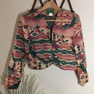 Vintage southwestern pastel crop blazer jacket